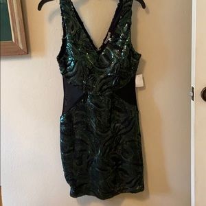Green sequin mini dress